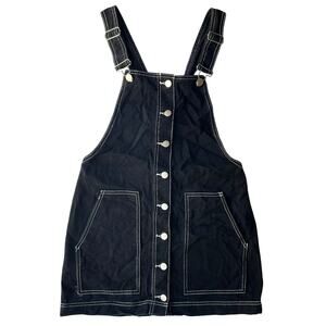 FOREVER 21 Women Overall Bib Above Knee Skirt size M, Black with White Stitches